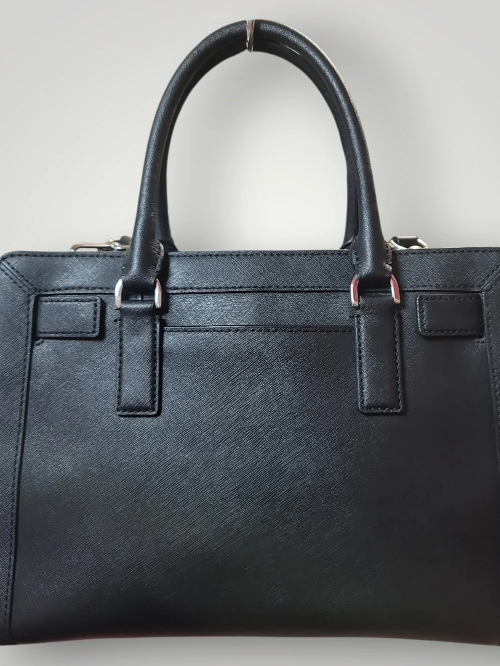 Michael Michael Kors Black Saffiano Leather Satchel with Floral Bag Scarf EUC